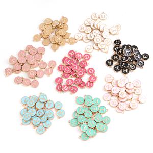 メタルチャーム (143) イニシャル A〜M 1個売り 金属チャーム カン付き