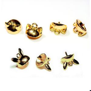 【メール便可】【1個】猫の耳とうさぎの耳のキャップパーツ 直径10mm ゴールド 猫耳 うさぎ耳 ガラスドーム ガラスボール キャップ アクセサリーパーツ