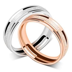 Olycism 指輪 メンズ 2個セット ステンレス リング 男女兼用 幅:4mm（8号）