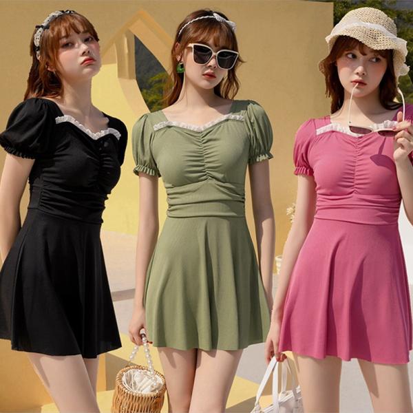 水着 レディース 体型カバー 女の子 オトナ女子 可愛い 韓国 ワンピース かわいい おしゃれ 体型...