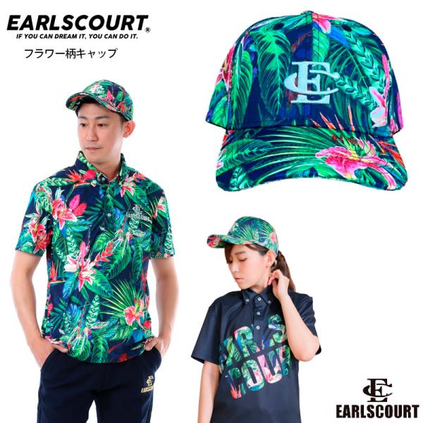 フラワーキャップ アールズコート ゴルフ 帽子 キャップ EC-G008 花柄 紫外線対策 フリーサ...