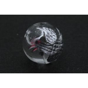 水晶 クォーツ 朱雀 銀彫り 14mm ビーズ 神鳥 鳳凰 炎帝 赤帝 フェニックス バラ売り 1粒売り