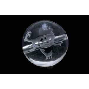 水晶 クォーツ 山羊の親子 スピリットフリー 12mm ビーズ 素彫り バラ売り 1粒売り 壁画 岩絵 ペトログラフ 古代民族文字 シンボル 象徴