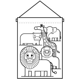 塗り絵タペストリー 動物園の仲間たち (W170×H230mm) No.42582｜noboristore