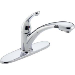 Delta 470-DST Signature Single Handle Pull-Out Kitchen Faucet, Chrome by Delta Faucet [並行輸入品]｜nobuimport