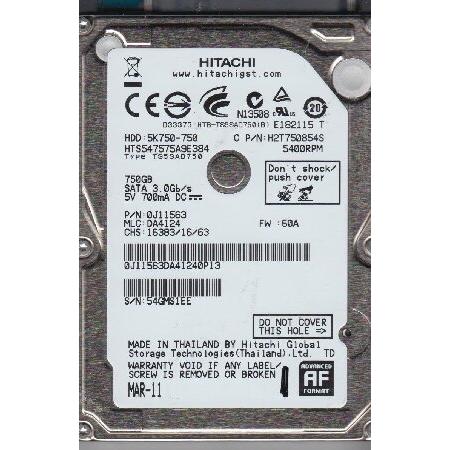 HTS547575A9E384、PN 0J11563、MLC DA4124、日立750GB SATA...