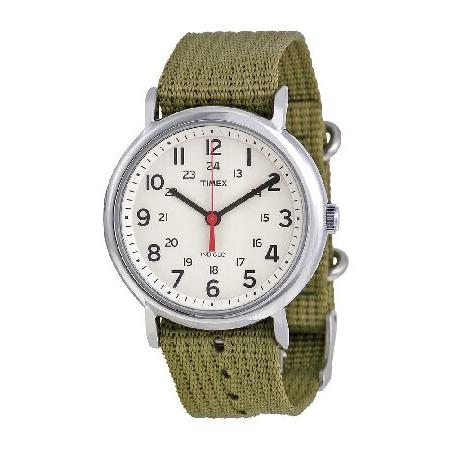 Timex ウィークエンダー スリップスルー カジュアルウォッチ - オリーブグリーン