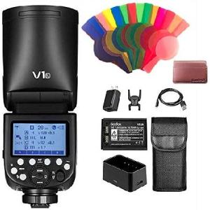 Godox V1-N TTL on-Camera Round Head Camera Flash with 2.4G Wireless System and Full TTL Function, Compatible with Nikon Cameras