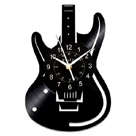 KingLive 音楽ギター壁時計、楽器ビニールレコード装飾壁時計、12インチギター壁 寝室 壁 音...