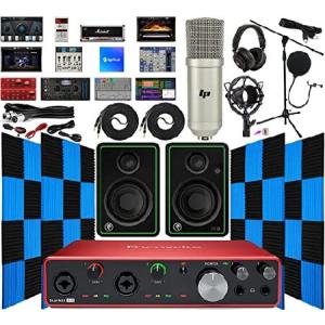 Focusrite Scarlett 8i6 8x6 USB Audio/Midi Interface with Creative Software Kit and with Mackie CR3-X Pair Studio Monitors, 24 Pack Acoustic Soundproof