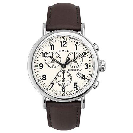 Timex Mens | Standard Chrono | Beige Dial | Brown ...