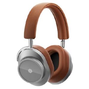 MASTER ＆ DYNAMIC MW75 Active Noise-Cancelling (ANC) Wireless Headphones 〓 Bluetooth Over-Ear Headphones with Mic, Silver Metal/Brown Leather｜nobuimport