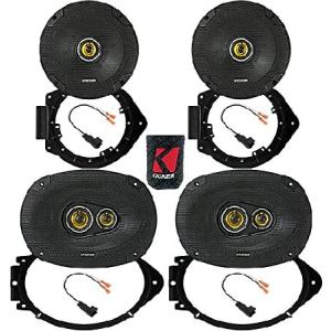 KICKER 46CSC654 6-1/2&quot;, 46CSC6934 6&quot;x9&quot; CS Series Front and Rear Factory Speaker Replacement Kit with Speaker Harness and Mounting Adapters for GMC Ca