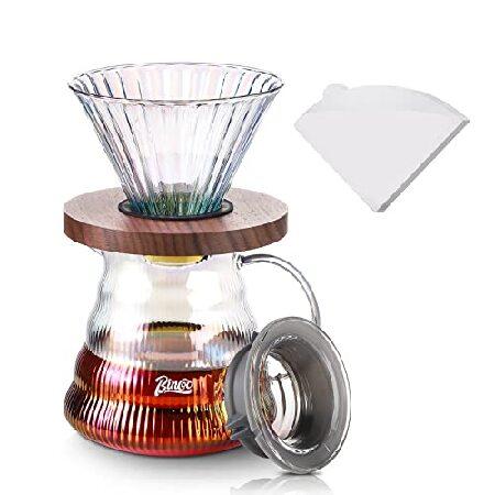 Bincoo Pour Over コーヒーメーカーセット グラデーションカラー ガラス カラフェ ド...