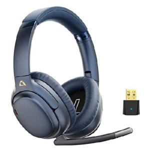 Ankbit Active Noise Cancelling Headphones, E700set Wireless Bluetooth Headphones for TV with Mic ＆ USB Dongle，LDAC, aptX HD/aptX Low Latency, 90H Pl