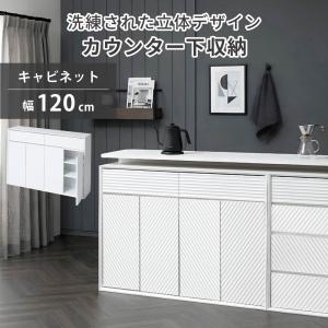 Wavio カウンター 下収納 キャビネット 幅120cm 薄型 奥行29cm ロータイプ おしゃれ キッチン収納 リビング収納 食器棚 コンパクト 省スペース
