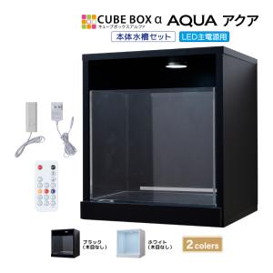 お部屋に小さな水族館 キューブボックスα アクア LED付き 水槽セット