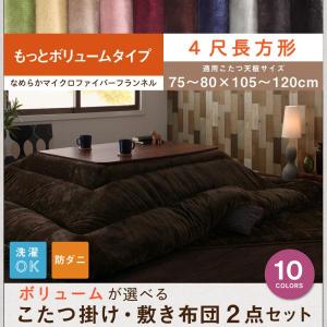 もっとボリュームタイプ こたつ掛け敷き布団 2点セット 4尺長方形 80×120cm 天板対応 こたつ布団セット おしゃれ マイクロファイバー フランネル 洗える n1