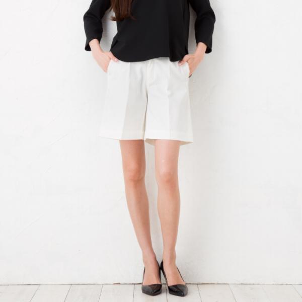 日本製 オーガニックコットン ショートパンツ オフ白 レディース ボトムス メイドインジャパン EN...