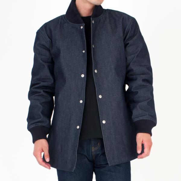 70-80年代風デニムファラオコート 裏キルト 衿長め メンズ ファッション ジャケット コート デ...