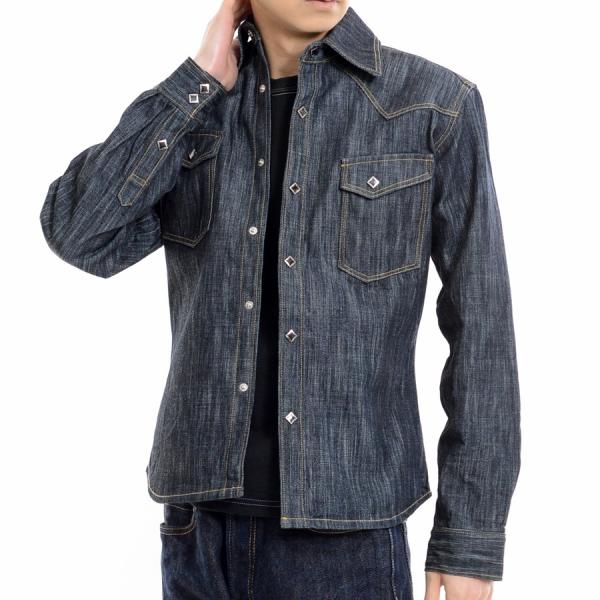 メンズ ウエスタンシャツ 長袖 バーストデニム 日本製 メイドインジャパン EAGLE STAR 備...