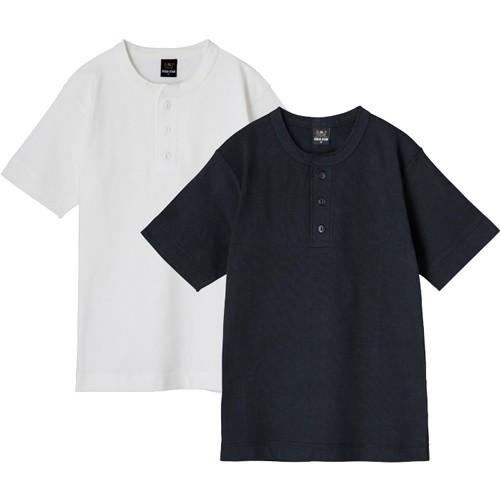 少々難あり B品 アウトレット ヘンリーネック Tシャツ ヘビーウェイト コーマ糸 半袖 無地 ブラ...