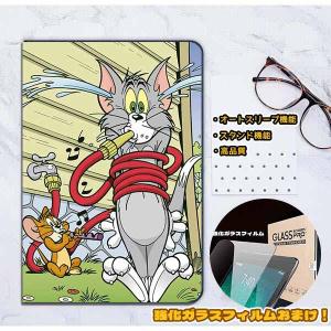 Tom and Jerry iPadケース ディズニー 強化ガラスフィルムセット iPad mini6 2021 Air4 10.9 第9/8/7世代 10.2インチ pro11 mini 2 3 4 5 Air2 Air3 第6/5世代