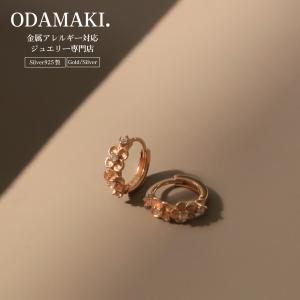 ピアス アレルギー対応 つけっぱなし フープピアス 18金 レディース 金属アレルギー 花 シルバー925 ハワイアンジュエリー