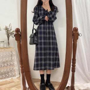 ICHI（イチ） チェックノースリワンピ タータンチェック柄の鮮やかな