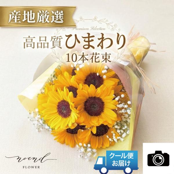 ひまわり 花束 10本 国産高品質 大輪 クール便無料 本数追加可能 写真送付 誕生日 夏ギフト 向...