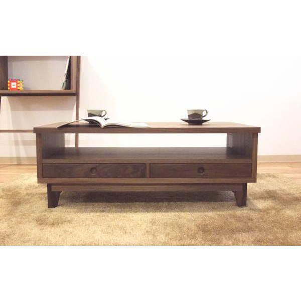 センターテーブル リビング 天然木ウォールナット ハードメープル 幅102cm 木製 無垢材 突き板...