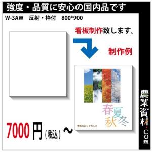 【安全興業】白無地看板 W-3AW（特注文字入）全面反射・枠付 800×900｜nogyo-shizai