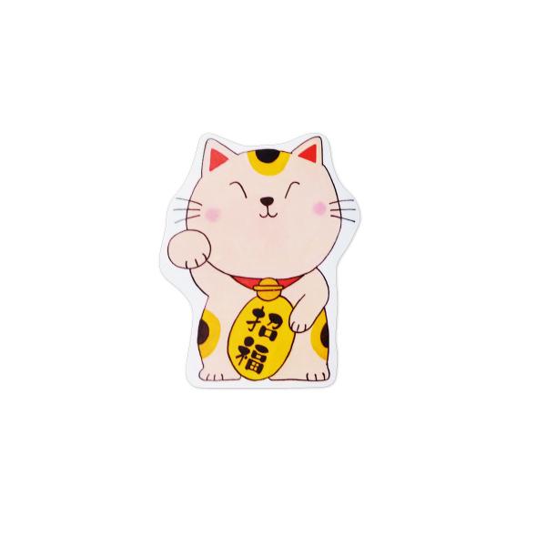 招き猫ステッカー （小）/縦約6.5cm×横約5cm 防水 可愛い ねこ オリジナルステッカー 幸運...