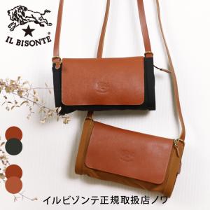 イルビゾンテ　日本正規取扱店　バッグ　キャンバスレザーフタ付きショルダー[411819　送料無料　IL BISONTE　ラッピング無料｜noix