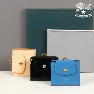イルビゾンテ IL BISONTE 2つ折り　がま口財布　c0423 ネイビー IL BISONTE（イルビゾンテ） 財布 二つ折り がま口 レザー 本革
