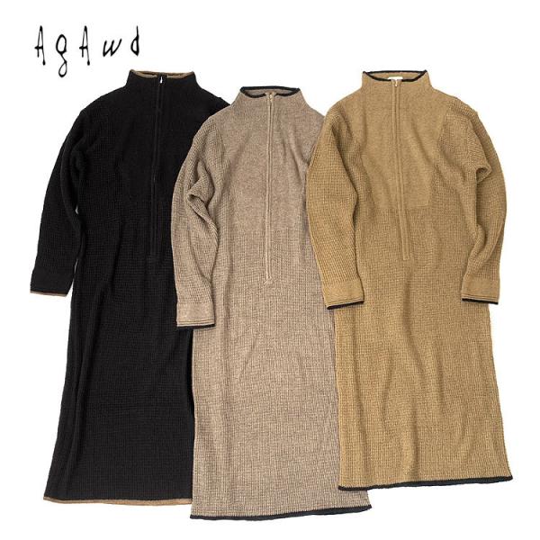 【s50】【アガウド/AgAwd】Knit Zip Onepiece（ニットジップワンピース）[21...