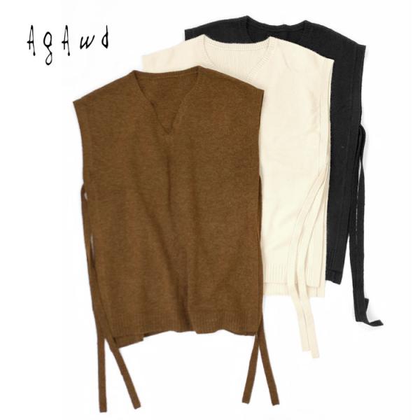 【s50】【アガウド/AgAwd】Vneck Knit Vest（Vネックニットベスト）[2214-...