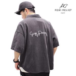 【s20】【レミレリーフ/REMI RELIEF】ワイドミリタリー刺繍半袖シャツ（Give Peace）[RN21289032]【送料無料】【キャンセル返品交換不可】【let】｜noix