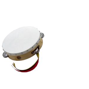 ヤマヨ 牛革付 木製 タンバリン 18cm 白（日本製）