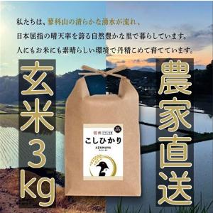 令和4年度産　新米　3kg　玄米　コシヒカリ　お米　おこめ　長野県　信州産　美味しい