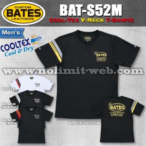 ベイツ　クールテック　Tシャツ　BAT-S52M （BK/RD　Lサイズ）メンズ　Vネック　吸湿速乾　BATES　クールテックス