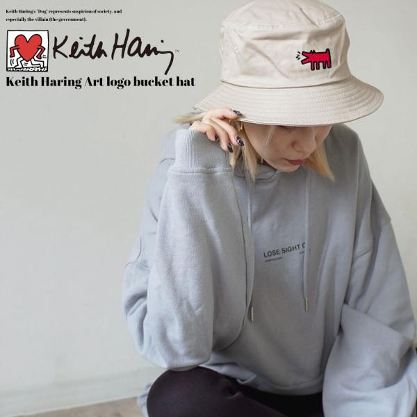Keith Haring  キースヘリング アート ロゴ プリント バケット ハット 帽子 KH-B...