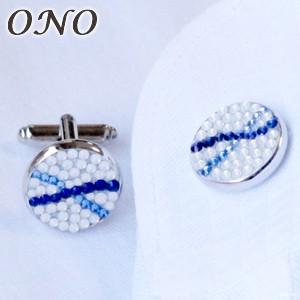 カフス ONO (オーエヌオー) リアンポルテ スワロフスキー デコ 丸型 プレーンWBL カフス ...