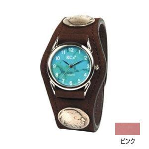 腕時計 革 ケイシーズ（KCs） エキゾチック スリーコンチョ ピンク ウォッチブレス ヌバック KSR502B｜nomado1230