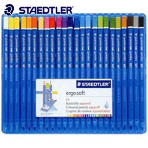 色鉛筆 水彩 セット ステッドラー エルゴソフト アクェレル 水彩色鉛筆 24色セット 156SB24｜nomado1230
