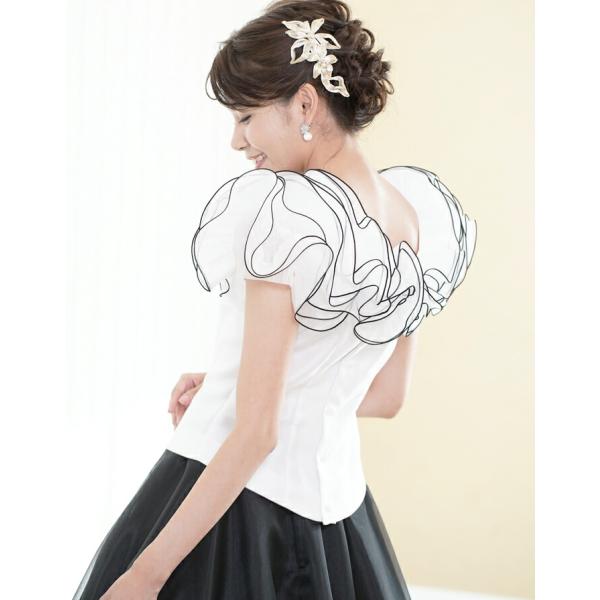 演奏会 演奏会用ブラウス フリル 袖あり 黒 白 ブラウス コーラス 衣装 演奏会 カラオケ 衣装 ...