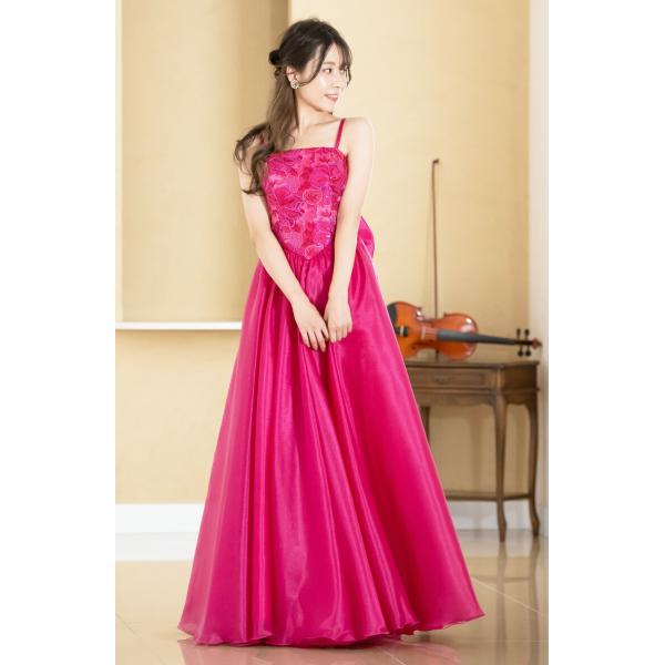 ロングドレス スパンレース ジュニア コンクール ドレス ステージ 衣装 舞台衣装 黒 赤 ピンク ...
