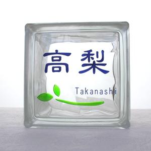 表札 ガラス ガラスブロック表札 S145シリーズ・TAKANASHIタイプ（2