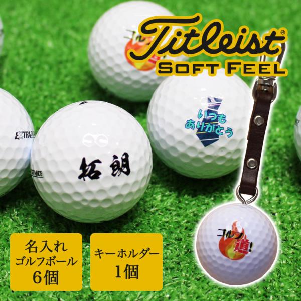 ≪即日発送≫ 父の日ギフト 名入れ ゴルフボール ６個＆キーホルダー ★ Titleist FEEL...