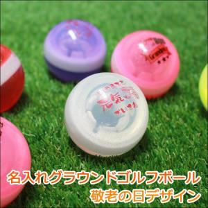 ギフト 名入れ　グラウンドゴルフボール カラー台座付き　イラストor写真入り　贈り物